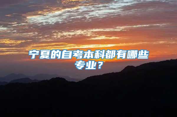 宁夏的自考本科都有哪些专业？