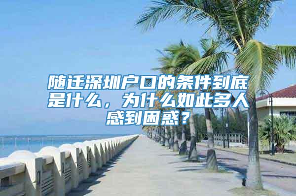 随迁深圳户口的条件到底是什么，为什么如此多人感到困惑？