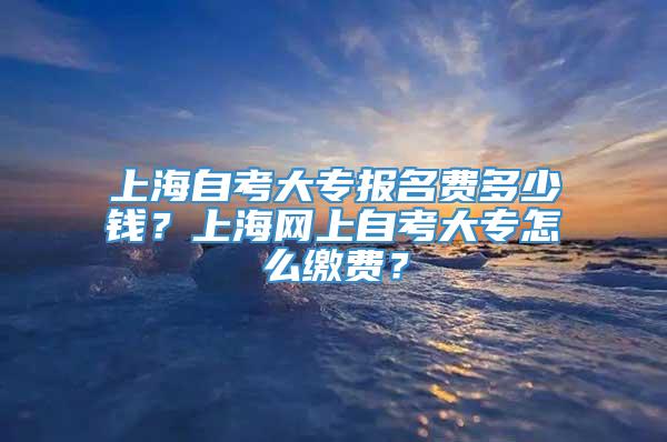 上海自考大专报名费多少钱？上海网上自考大专怎么缴费？