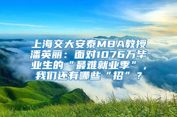 上海交大安泰MBA教授潘英丽：面对1076万毕业生的“最难就业季”，我们还有哪些“招”？