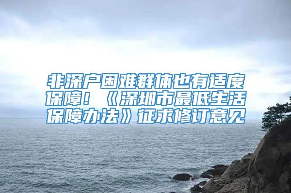 非深户困难群体也有适度保障！《深圳市最低生活保障办法》征求修订意见