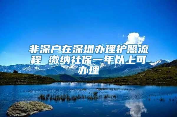 非深户在深圳办理护照流程 缴纳社保一年以上可办理