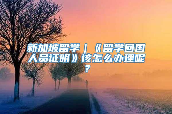 新加坡留学｜《留学回国人员证明》该怎么办理呢？