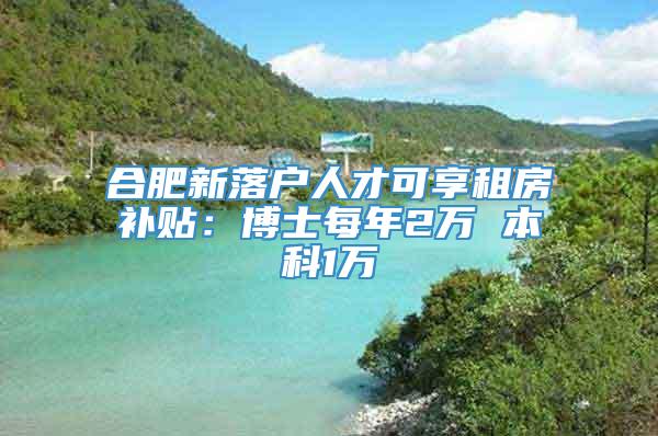 合肥新落户人才可享租房补贴：博士每年2万 本科1万