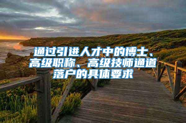 通过引进人才中的博士、高级职称、高级技师通道落户的具体要求