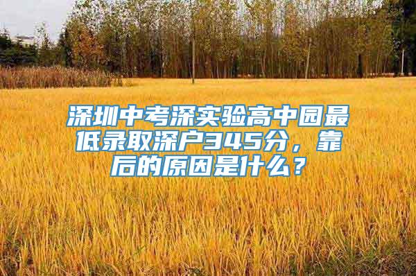 深圳中考深实验高中园最低录取深户345分，靠后的原因是什么？