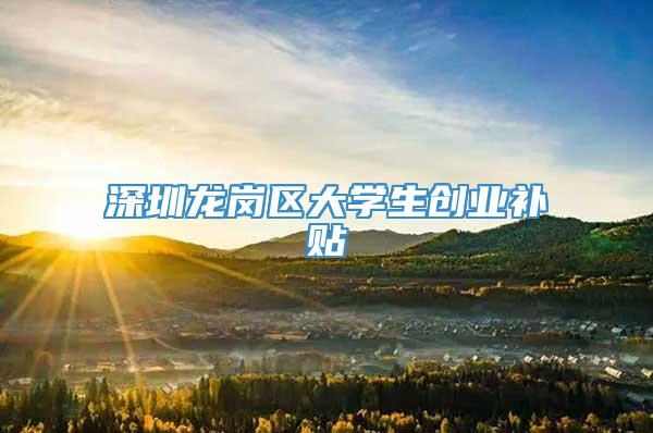 深圳龙岗区大学生创业补贴