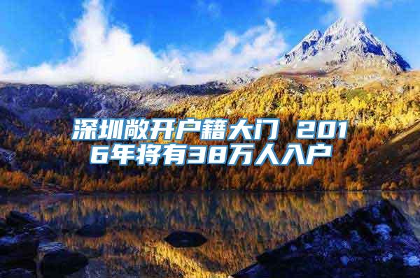 深圳敞开户籍大门 2016年将有38万人入户