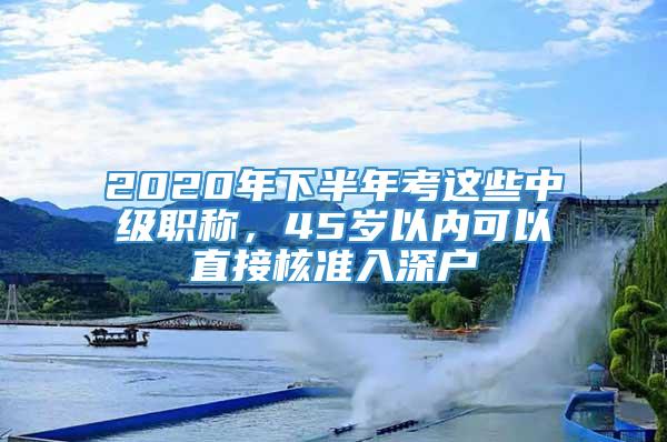 2020年下半年考这些中级职称，45岁以内可以直接核准入深户