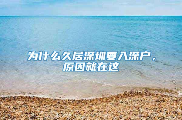 为什么久居深圳要入深户，原因就在这