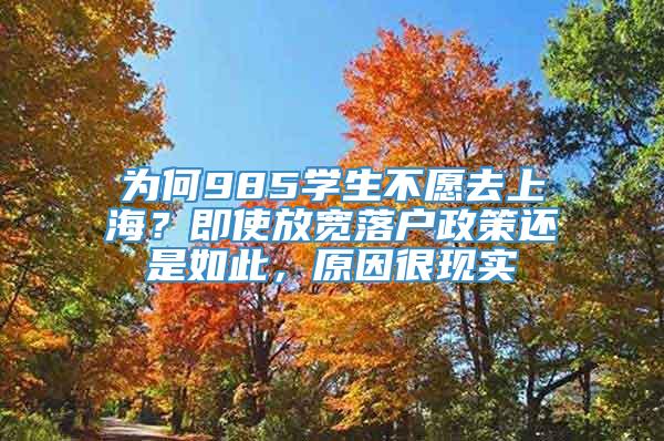 为何985学生不愿去上海？即使放宽落户政策还是如此，原因很现实