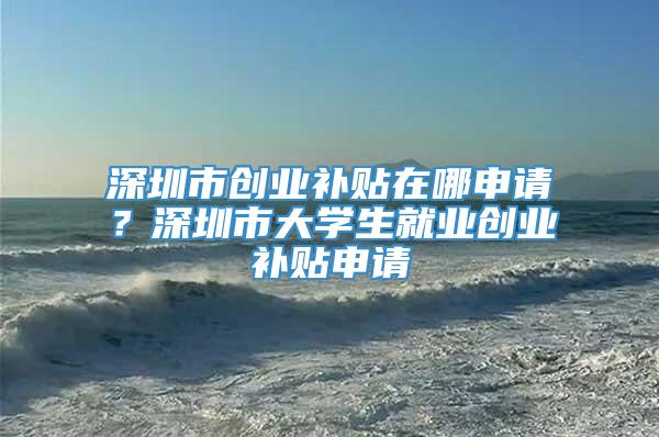 深圳市创业补贴在哪申请？深圳市大学生就业创业补贴申请