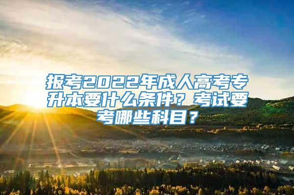 报考2022年成人高考专升本要什么条件？考试要考哪些科目？