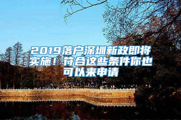 2019落户深圳新政即将实施！符合这些条件你也可以来申请