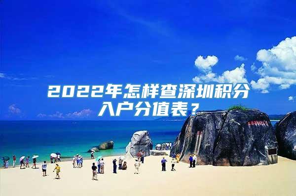 2022年怎样查深圳积分入户分值表？