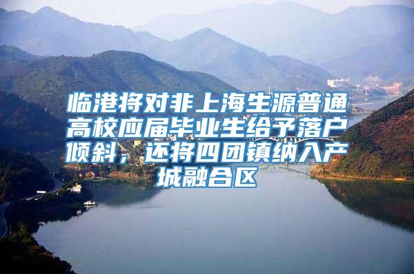 临港将对非上海生源普通高校应届毕业生给予落户倾斜，还将四团镇纳入产城融合区