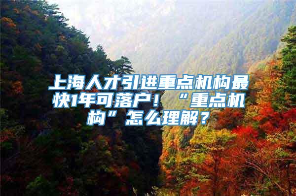 上海人才引进重点机构最快1年可落户！“重点机构”怎么理解？