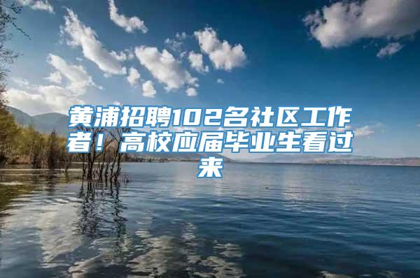 黄浦招聘102名社区工作者！高校应届毕业生看过来