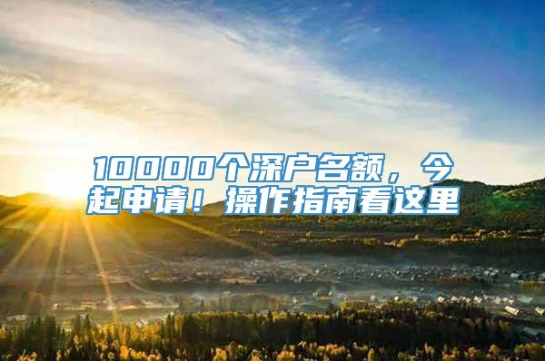 10000个深户名额，今起申请！操作指南看这里