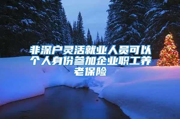 非深户灵活就业人员可以个人身份参加企业职工养老保险