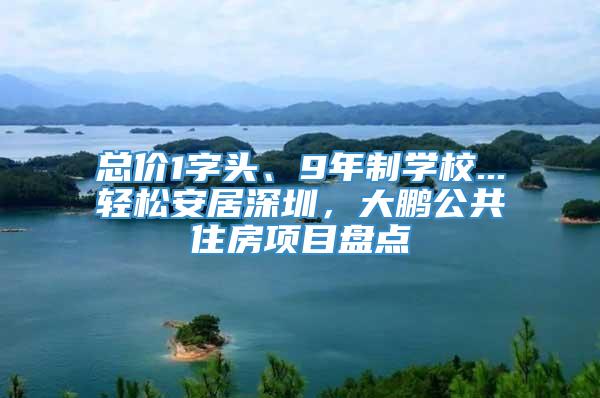 总价1字头、9年制学校...轻松安居深圳，大鹏公共住房项目盘点