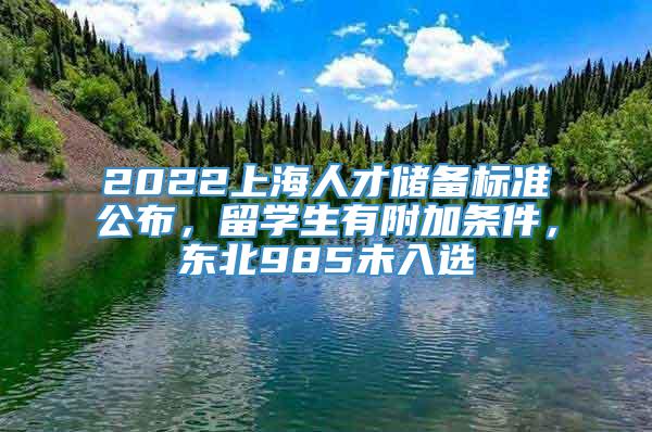 2022上海人才储备标准公布，留学生有附加条件，东北985未入选