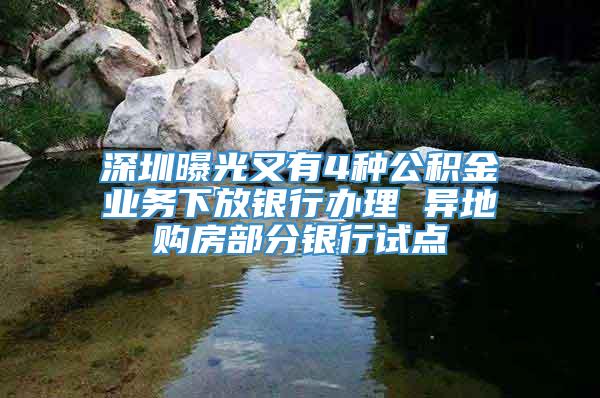 深圳曝光又有4种公积金业务下放银行办理 异地购房部分银行试点