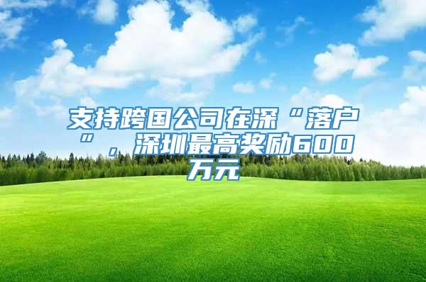 支持跨国公司在深“落户”，深圳最高奖励600万元