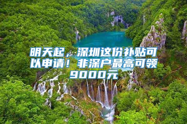 明天起，深圳这份补贴可以申请！非深户最高可领9000元