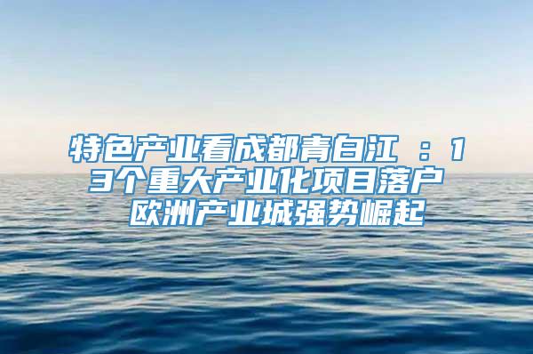 特色产业看成都青白江①：13个重大产业化项目落户 欧洲产业城强势崛起