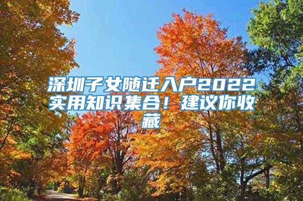 深圳子女随迁入户2022实用知识集合！建议你收藏