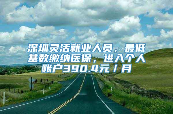 深圳灵活就业人员，最低基数缴纳医保，进入个人账户390.4元／月