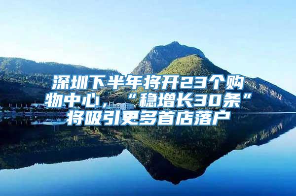 深圳下半年将开23个购物中心，“稳增长30条”将吸引更多首店落户