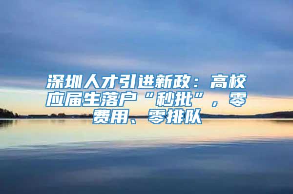 深圳人才引进新政：高校应届生落户“秒批”, 零费用、零排队