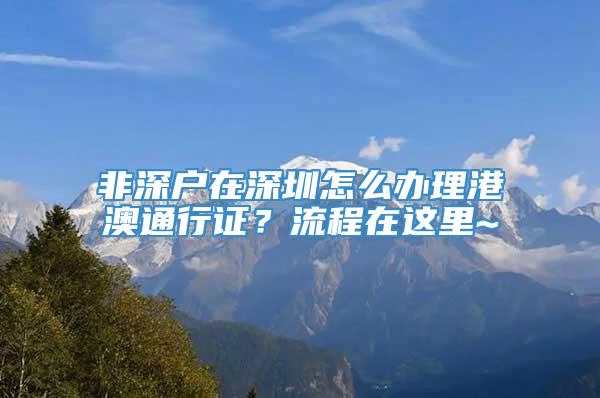 非深户在深圳怎么办理港澳通行证？流程在这里~