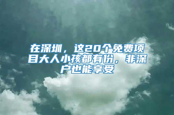 在深圳，这20个免费项目大人小孩都有份，非深户也能享受