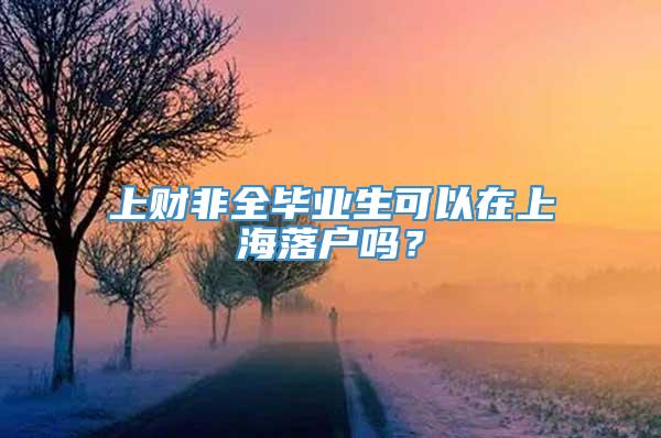 上财非全毕业生可以在上海落户吗？