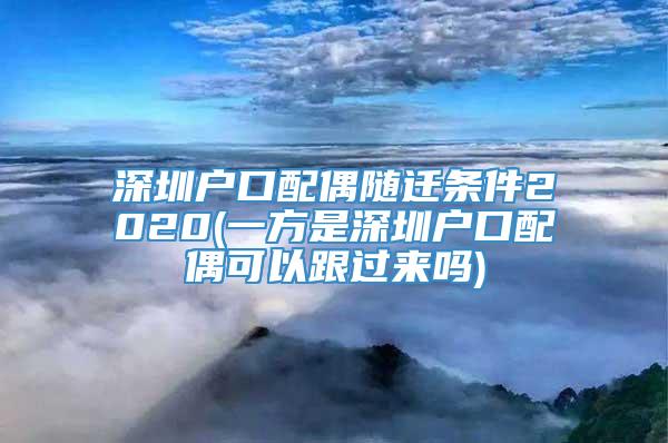 深圳户口配偶随迁条件2020(一方是深圳户口配偶可以跟过来吗)