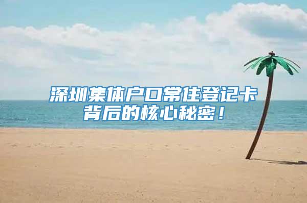 深圳集体户口常住登记卡背后的核心秘密！