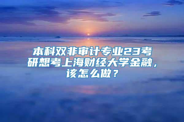 本科双非审计专业23考研想考上海财经大学金融，该怎么做？