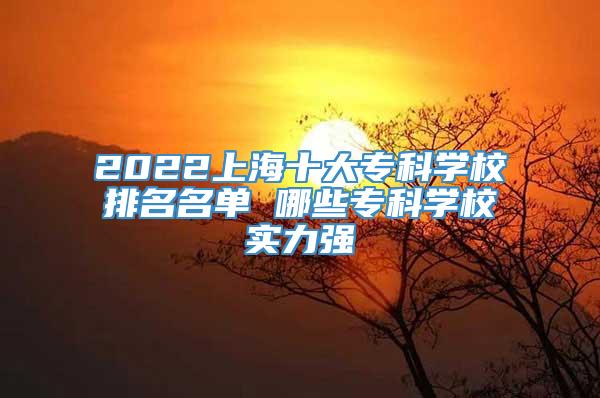 2022上海十大专科学校排名名单 哪些专科学校实力强