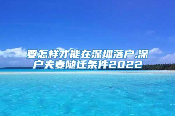 要怎样才能在深圳落户,深户夫妻随迁条件2022