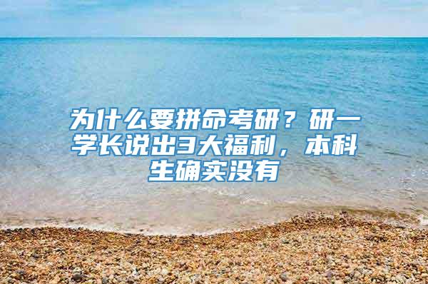 为什么要拼命考研？研一学长说出3大福利，本科生确实没有