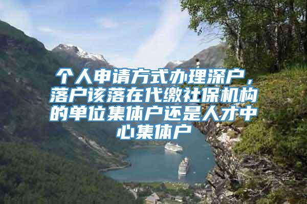 个人申请方式办理深户，落户该落在代缴社保机构的单位集体户还是人才中心集体户