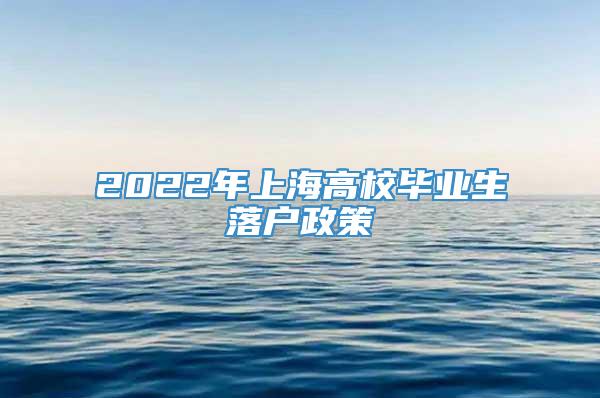 2022年上海高校毕业生落户政策