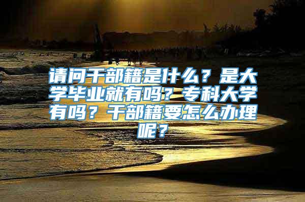 请问干部籍是什么？是大学毕业就有吗？专科大学有吗？干部籍要怎么办理呢？