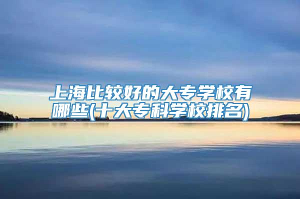 上海比较好的大专学校有哪些(十大专科学校排名)