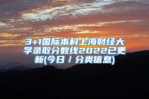 3+1国际本科上海财经大学录取分数线2022已更新(今日／分类信息)