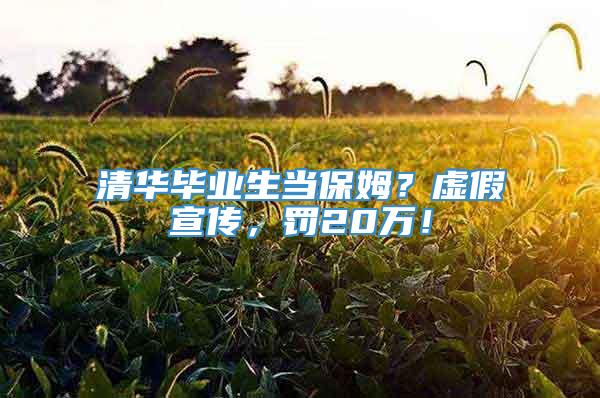 清华毕业生当保姆？虚假宣传，罚20万！