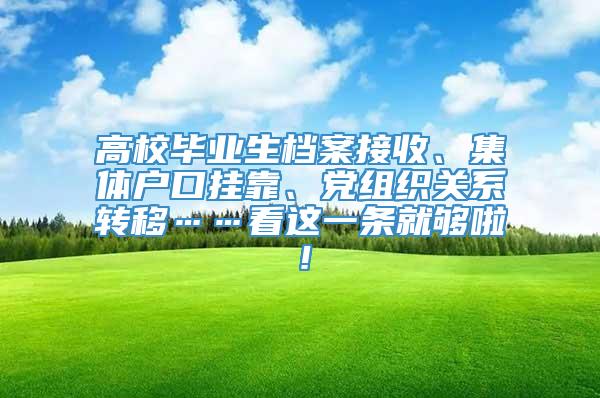 高校毕业生档案接收、集体户口挂靠、党组织关系转移……看这一条就够啦！